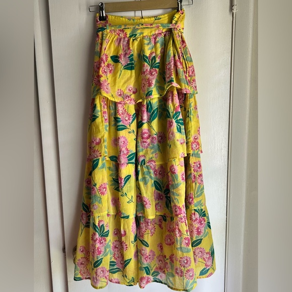Banjanan Yellow and Pink Ruffle Skirt Small - Picture 1 of 6